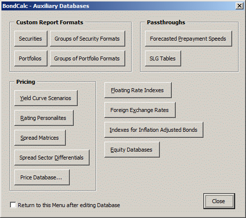 databases menu